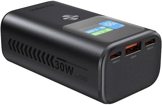 Choetech B701 Power Bank 10000mAh 30W with USB-A Port and 2 USB-C Ports Gray view 3