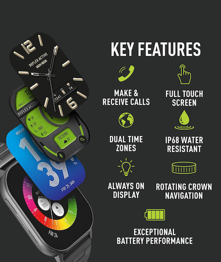 Reflex Active Series 29 36mm Smartwatch (Black Steel Bracelet) view 3