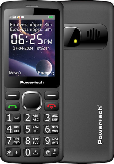 Powertech Sentry 4G Bar NC Dual SIM (48MB/128MB) Mobile with Buttons (Greek Menu) Black view 1