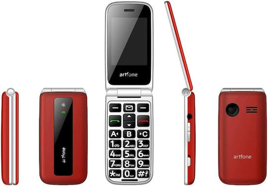 Artfone F20 Dual SIM Mobile with Large Buttons (Greek Menu) Red view 1
