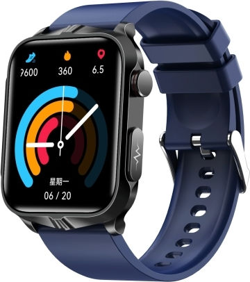 Tk11p 1.83 Inch Ips Screen Ip68 Waterproof Silicone Band Smart Watch Support Stress Monitoring Ecg Blue