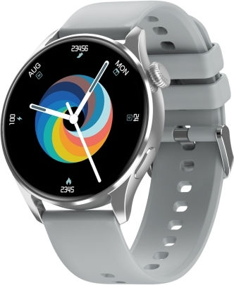Q3 Max 1.36 Inch Color Screen Smart Watch Silicone Strap Support Heart Rate Monitoring Blood Pressure Monitoring Silver view 1