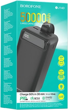 Borofone BJ14D Power Bank 50000mAh with 2 USB-A Ports and USB-C Port Black view 4