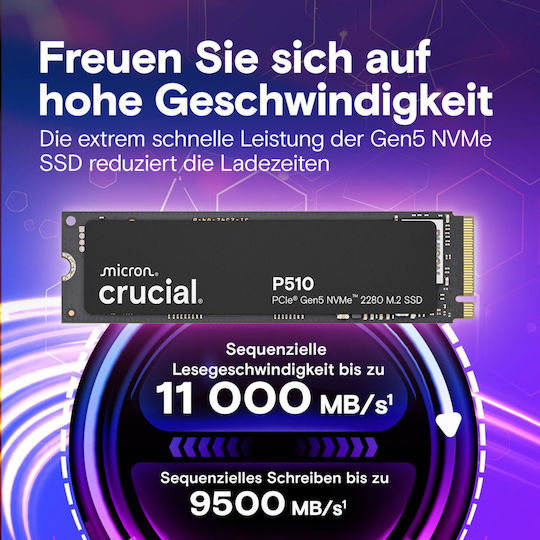 Crucial P510 SSD 1TB M.2 Type with PCI Express 5.0 Connection PS5 Compatible CT1000P510SSD8 vista 6