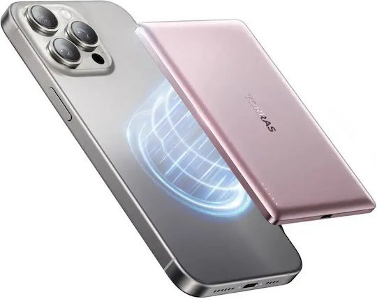 Torras Ultra Thin MagSafe Power Bank 5000mAh 18W with USB-C Port Pink vue 2