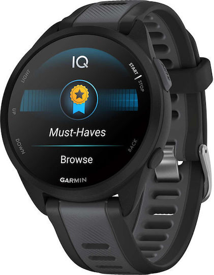 Garmin Forerunner 165 Music 43mm Waterproof Smartwatch with Heart Rate Monitor (Black/Slate Gray) vue 3