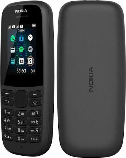 Nokia 105 (2019) Dual SIM Mobile with Buttons (Greek Menu) Black view 5