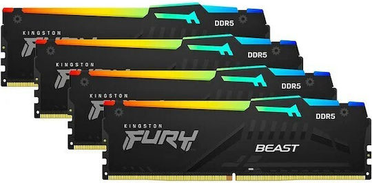 Kingston Fury Beast RGB DDR5 64GB RAM with 4x16GB Modules and Speed 5600 for Desktop KF556C40BBAK4-64 view 2