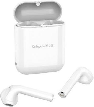 Kruger & Matz M1 In-ear Bluetooth Handsfree Earphones with Charging Case White view 1
