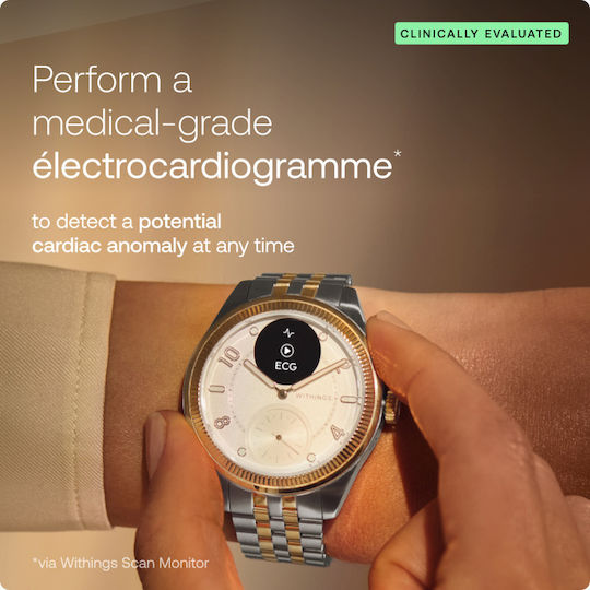 Withings Scanwatch Nova Brilliant Stainless Steel 39mm Waterproof with Heart Rate Monitor (Rose Gold Silver) view 9