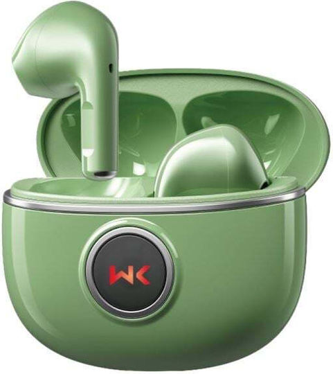 WK WK VA05 Earbud Bluetooth Handsfree Earphones with Charging Case Green view 1