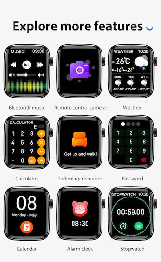 I8 Plus Aluminium Smartwatch with Heart Rate Monitor (Black) view 3