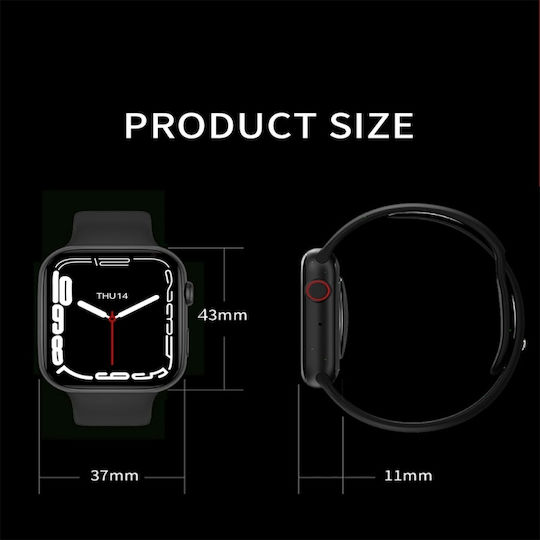 i7 Pro Smartwatch with Heart Rate Monitor (Black) vue 5