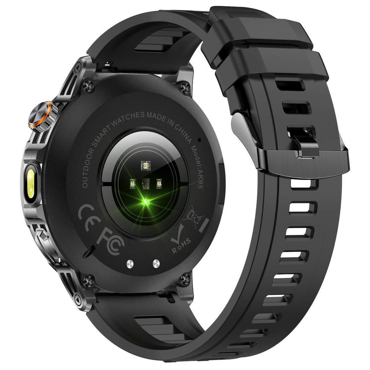 Microwear AK95 Smartwatch with Heart Rate Monitor Black Silicone view 3