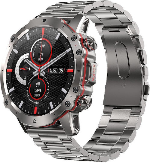 Ak56 Ip67 Bt5.1 1.43inch Smart Watch Support Voice Call Health Monitoring Style:pearl Steel Strap Silver view 1