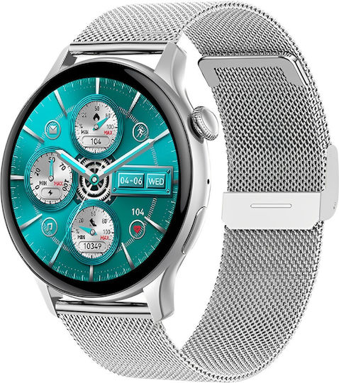 Smartwatch New Style Collection Idealstore 1.43 Inch Hd Amoled Display Bluetooth Call Message Reception Nfc Heart Rate Sleep Monitoring Voice Assistant Built-in Speaker Microphone Ip67 Android-ios Long Battery Silver Metal