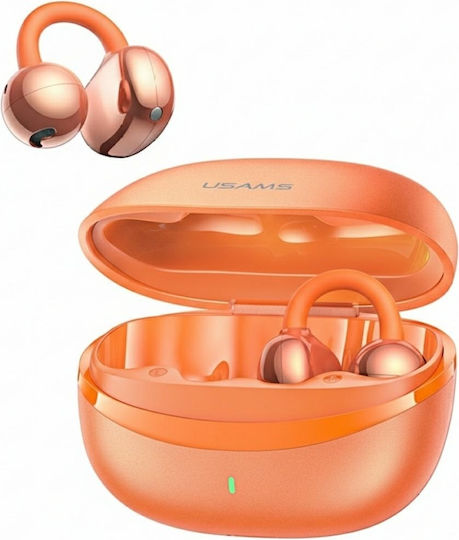 Usams Echo R03 Open Ear Bluetooth Handsfree Earphones with Charging Case Orange view 3