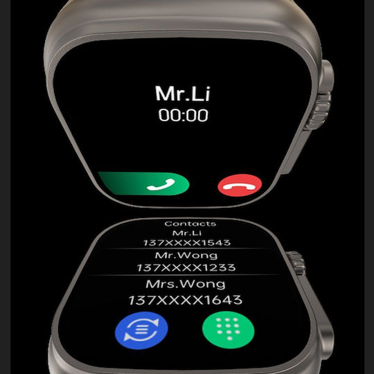 DT NO.1 DT8 Ultra Aluminium 43mm Smartwatch with Heart Rate Monitor (Black Case / Black Silicone Strap) view 4