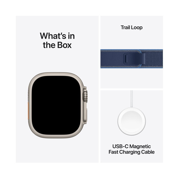 Apple Watch Ultra 3 Titanium 49mm Waterproof with eSIM and Heart Rate Monitor (Natural Titanium Case with Blue/Bright Blue Trail Loop - M/L) view 5