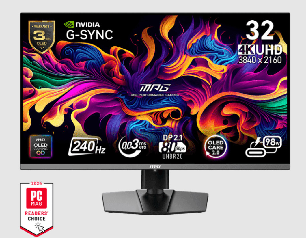 MSI MPG 322URX QD-OLED HDR Gaming Monitor 31.5" 4K 3840x2160 240Hz with Response Time 0.03ms GTG view 6