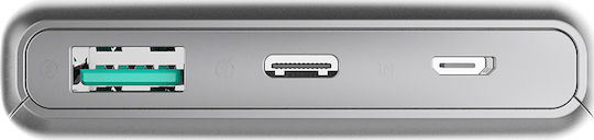 Platinet QI Wireless Charging Power Bank 10000mAh 10W with 2 USB-A Ports and USB-C Port Quick Charge 3.0 Silver view 3