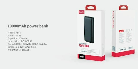 Havit H584 Power Bank 10000mAh with 2 USB-A Ports White vue 3