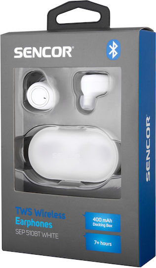 Sencor Sep 510BT In-ear Bluetooth Handsfree Earphones with Charging Case White view 7