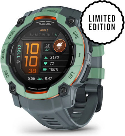 Garmin Instinct 3 AMOLED Aluminium 50mm Waterproof Smartwatch with Heart Rate Monitor (Neo Tropic with Twilight Band) view 2
