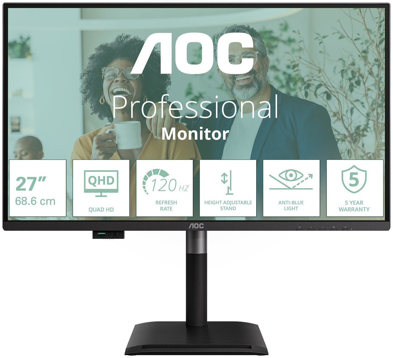 AOC Q27P4CV Monitor 27" QHD 2560x1440 with 4ms GTG Response Time view 4