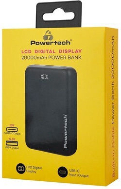Powertech PT-1503 Power Bank 20000mAh 22.5W with USB-A Port and 2 USB-C Ports Power Delivery / Quick Charge 4.0 Black view 7