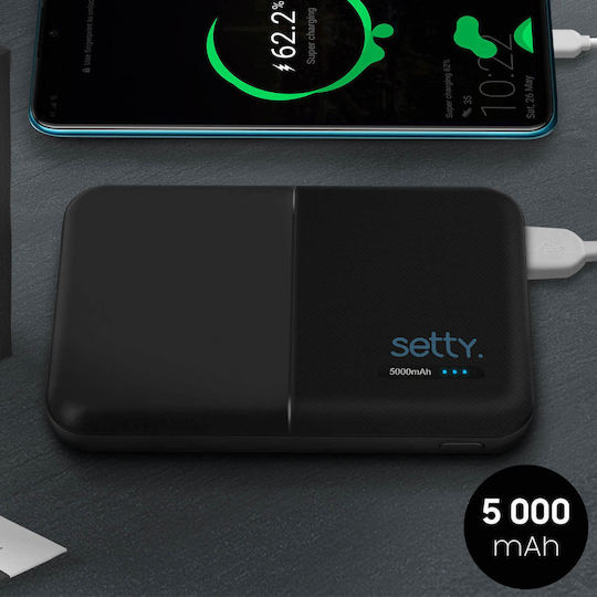 Setty GSM043159 Power Bank 5000mAh with 2 USB-A Ports Black vista 5