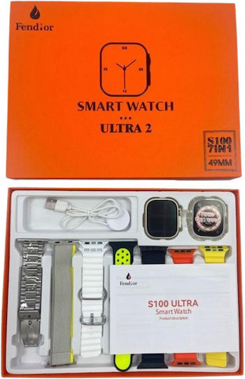 Ultra 9 Smartwatch (White White Silicone) view 1