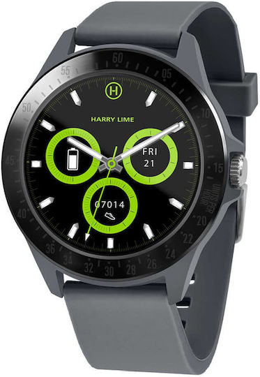 Harry Lime Aluminium 44mm Smartwatch with Heart Rate Monitor (Black / Grey Silicone) view 8