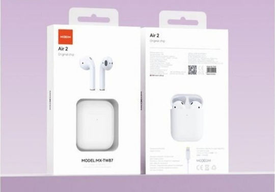 Moxom MX-TW87 Air 2 Earbud Bluetooth Handsfree Headphones with Charging Case White view 4