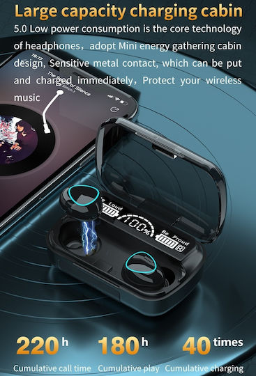 M10 In-ear Bluetooth Handsfree Earphones with Charging Case Black view 7