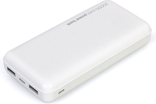 Lamtech LAM112129 Power Bank 20000mAh with 2 USB-A Ports White vue 3