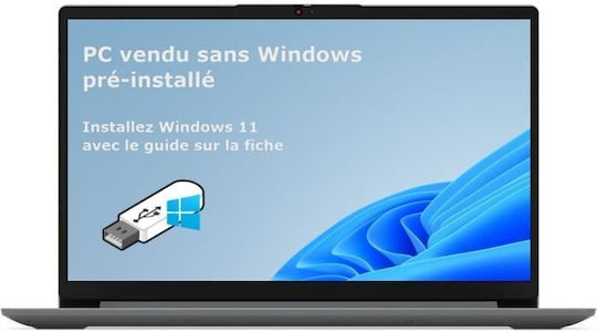 Lenovo IdeaPad 1 15ALC7 15.6" IPS FHD (Ryzen 7-5700U/16GB/512GB SSD/No OS) Cloud Grey (FR Keyboard) vue 3