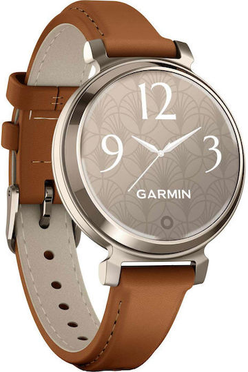 Garmin Lily 2 Classic Aluminium Waterproof Smartwatch with Heart Rate Monitor (Cream Gold with Tan Leather Band) view 6