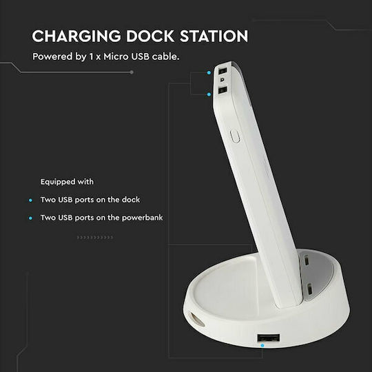 V-TAC VT-3509 Power Bank 8000mAh with 2 USB-A Ports White view 5