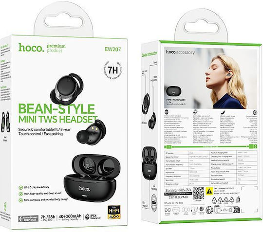 Hoco EW207 In-ear Bluetooth Handsfree Earphones with Charging Case Black vista 4