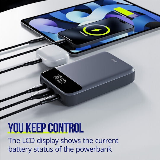 Allity APB-200 Power Bank 19200mAh 130W with USB-A Port and 2 USB-C Ports Power Delivery Gray view 3