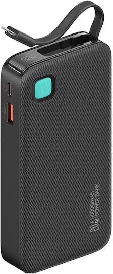 Usams CD225 Lightning Power Bank 10000mAh 20W with USB-A Port and USB-C Port Power Delivery Black