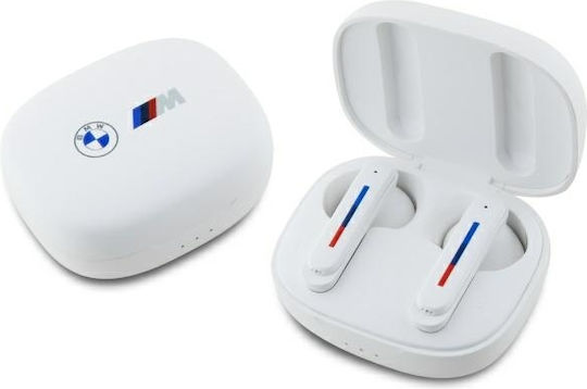 BMW Printed Logos In-ear Bluetooth Handsfree Earphones with Charging Case White