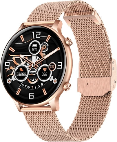 Ht12 1.32 Inch Steel Band Ip67 Waterproof Smart Watch Support Bluetooth Calling Sleep Monitoring Rose Gold