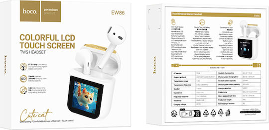 Hoco EW86 Cat Earbud Bluetooth Handsfree Earphones with Charging Case White view 3