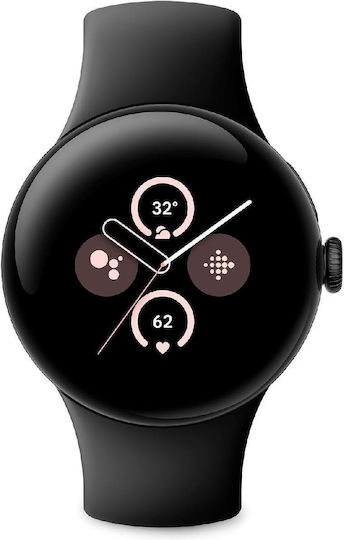 Google Pixel Watch 2 LTE Aluminium with eSIM and Heart Rate Monitor (Matte Black / Obsidian Active Band) vue 2