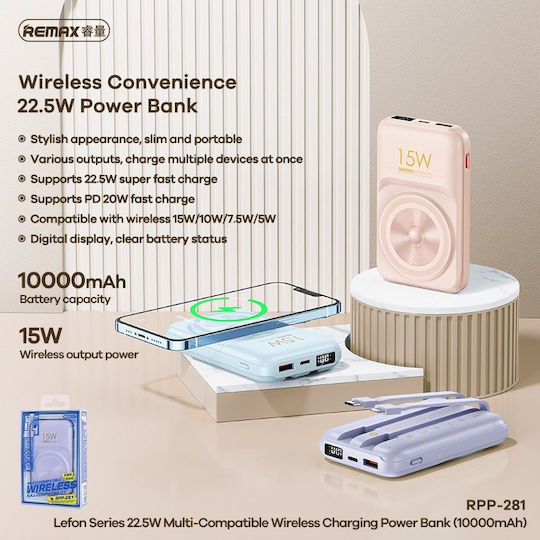 Remax RPP-281 Power Bank 10000mAh 22.5W with USB-C Port Power Delivery Purple view 2