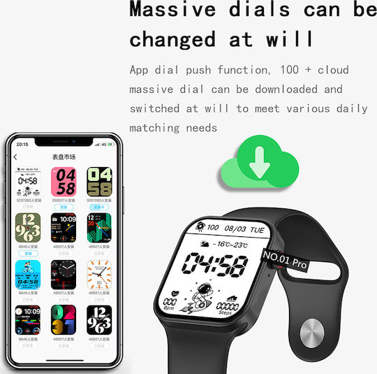 NO.01 Pro Watch 7 with Heart Rate Monitor (Black) view 6