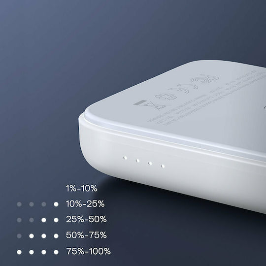 Joyroom JR-W020 MagSafe Power Bank 10000mAh 20W with USB-A Port and USB-C Port Power Delivery White view 3