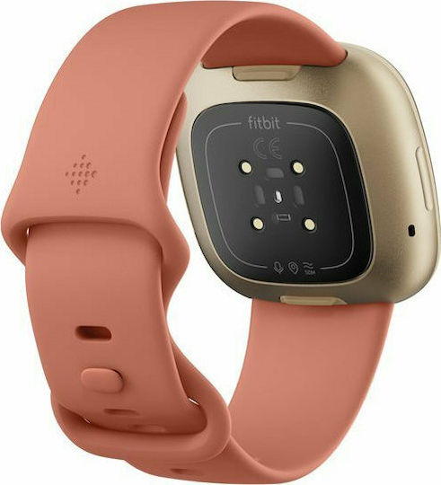 Fitbit Versa 3 Waterproof Smartwatch with Heart Rate Monitor (Pink Clay/Soft Gold Aluminum) view 9